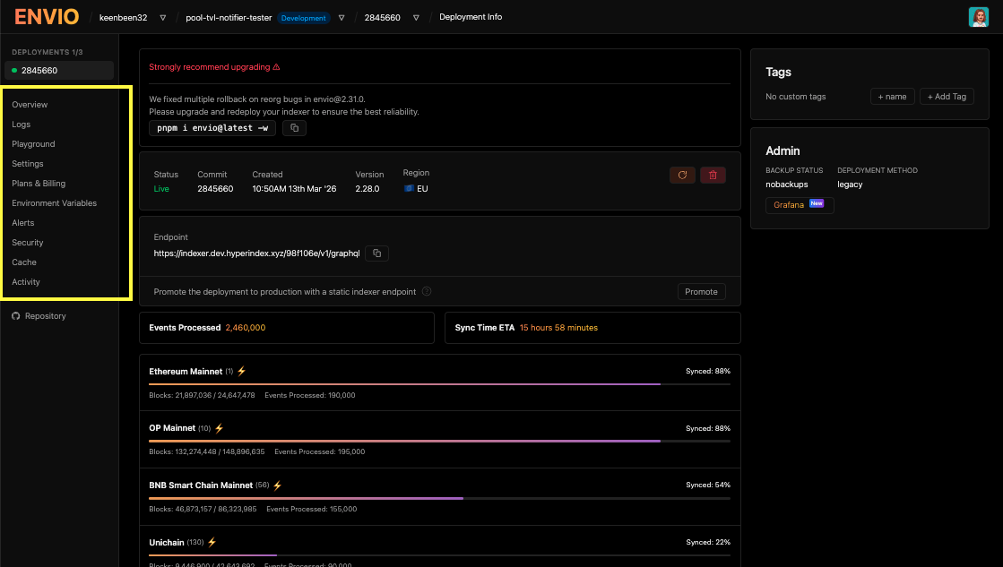 Manage indexer configuration